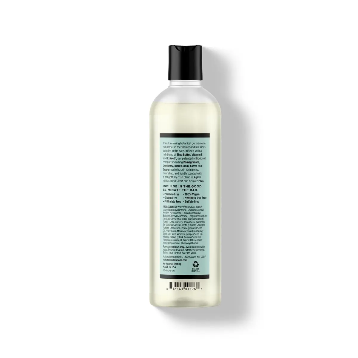 Natural Inspirations Agave Pear Moisturizing Bath & Shower Gel 12.5oz | Sulfate-Free, Hydrating & Vegan - view 2