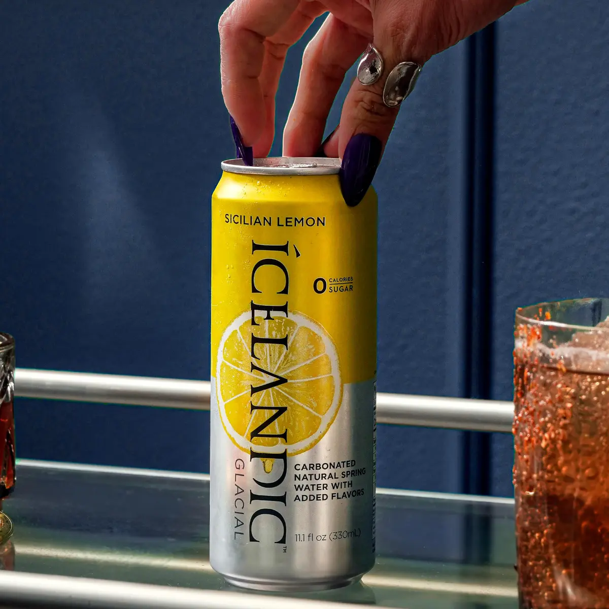 Icelandic Glacial Sparkling Water, Sicilian Lemon, 330mL | Naturally Low Mineral & Alkaline pH 8.4 - view 6