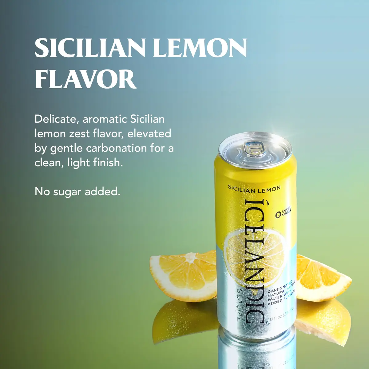 Icelandic Glacial Sparkling Water, Sicilian Lemon, 330mL | Naturally Low Mineral & Alkaline pH 8.4 - view 3