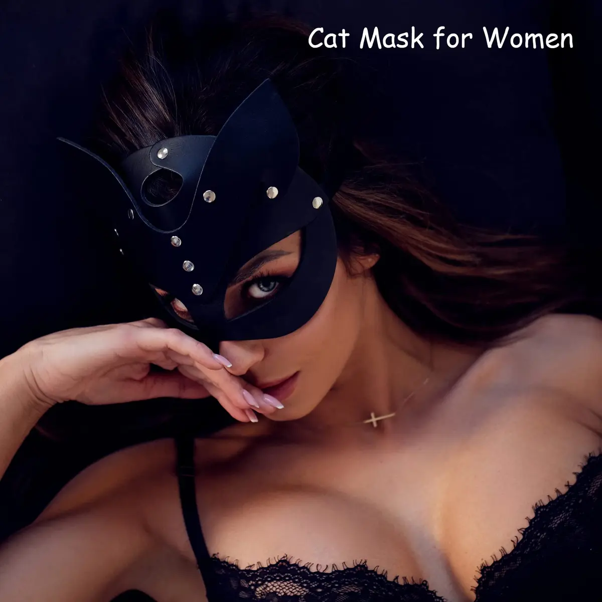 Takmor Cat Woman Mask for Adults Women, Adjustable Black Fox Mask | Punk Style - view 5