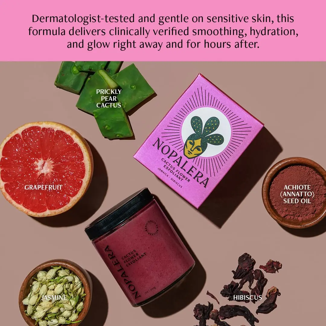 Nopalera Hibiscus Cactus Flower Exfoliant 6 oz | 3-in-1 Cleanser, Moisturizer & Exfoliator, Vegan, Cruelty-Free, Natural Floral Scent - view 4