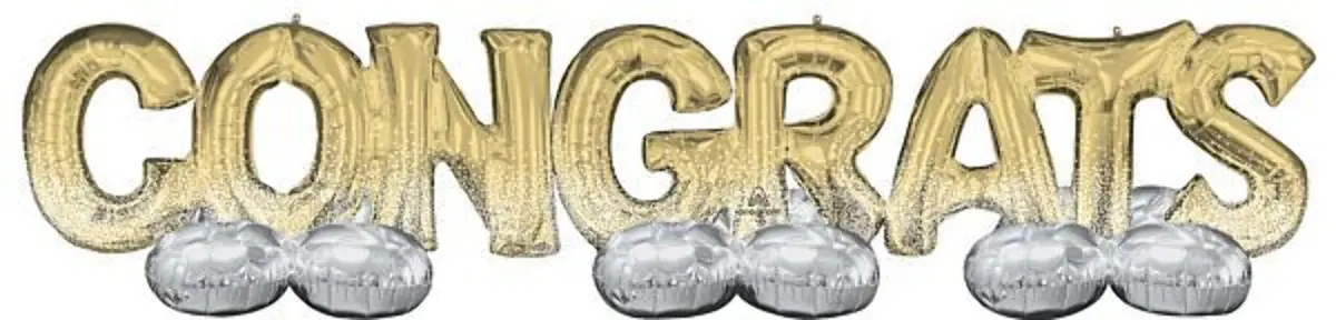 Anagram AirLoonz Gold Congrats Balloon Phrase Yard Decoration Kit | 1 ct - main product image