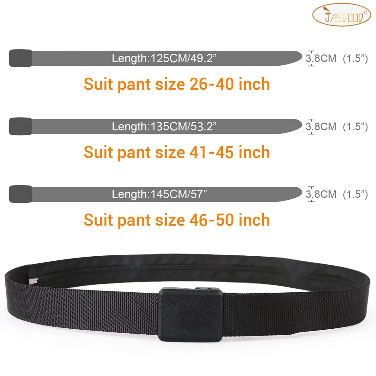 JASGOOD Travel Security Money Belt with Hidden Pocket | Unisex Nickel-Free Nylon Belt for Safe Travel (70-120 chars) - view 6