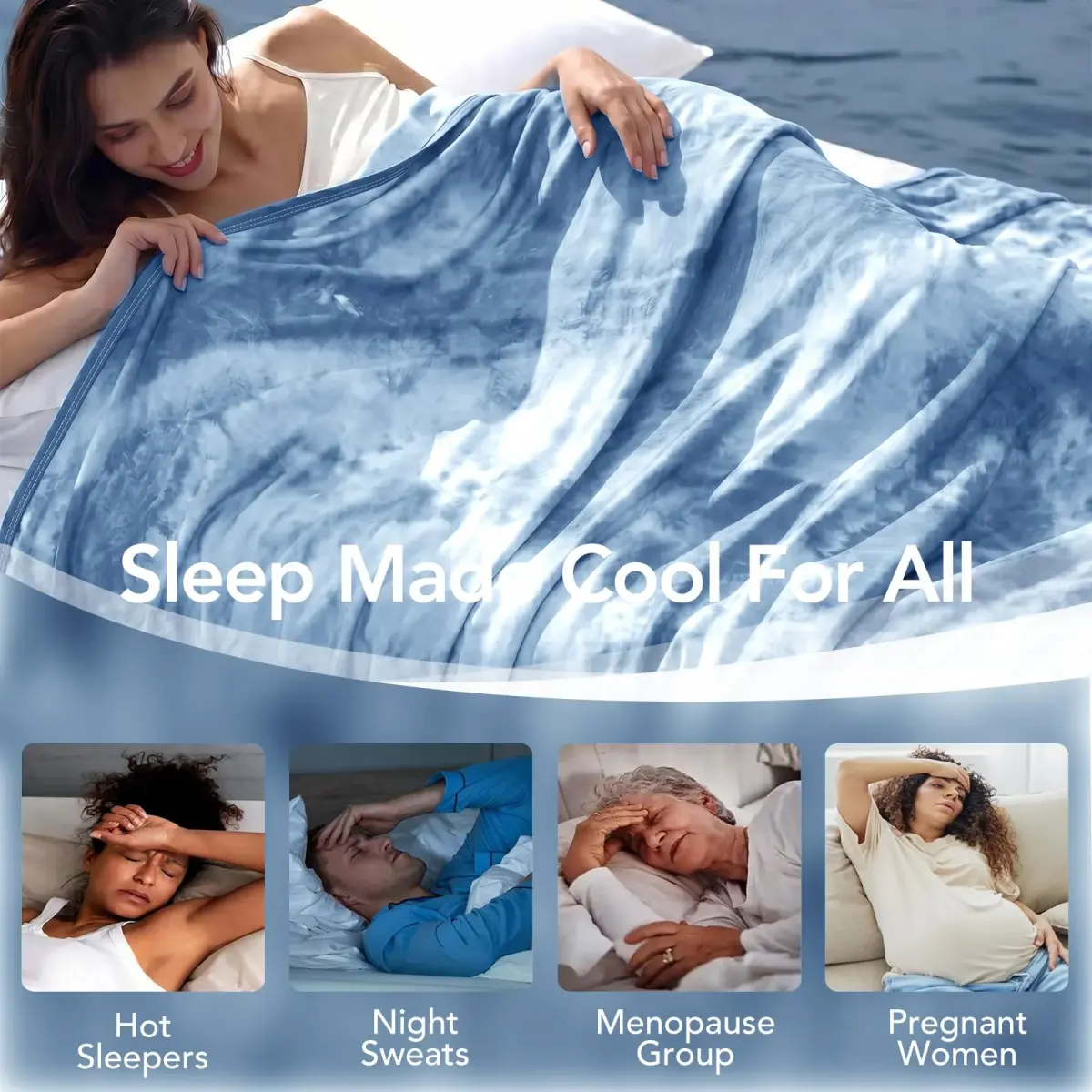 Topcee Cooling Blanket Queen Size 228x228 cm (90"x90") | Breathable Fabric for Hot Sleepers - view 4