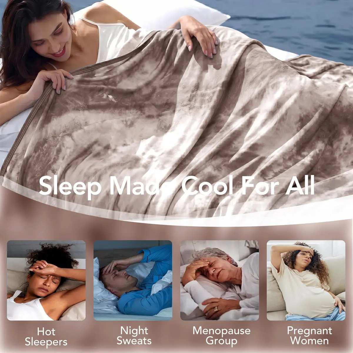 Topcee Cooling Blanket Queen Size 228x228 cm (90"x90") | Breathable & Lightweight for Hot Sleepers - view 4
