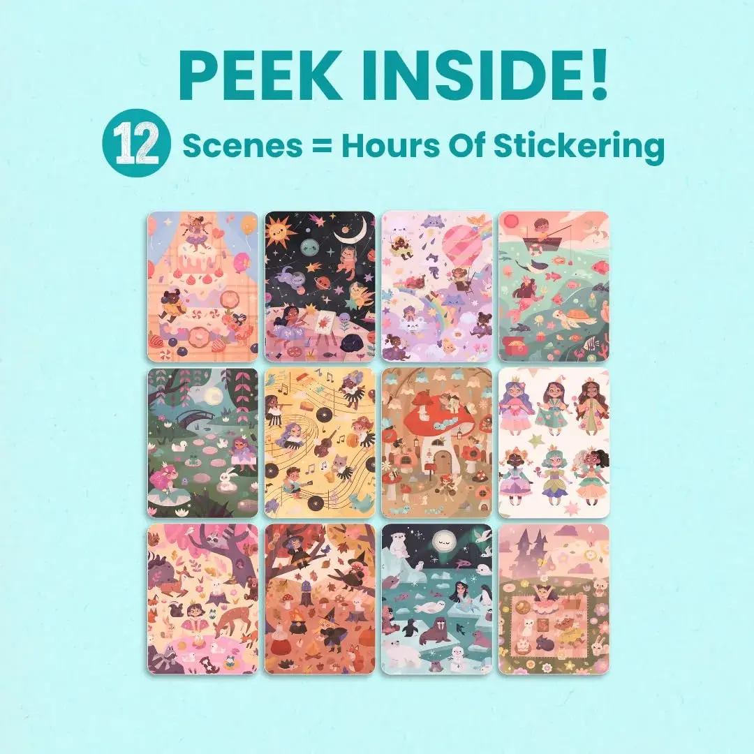 CUPKIN World of Princesses Sticker Book for Girls (500+ Stickers, 12 Scenes & Coloring Pages) | USA Imported Toddler Activity Book - view 6