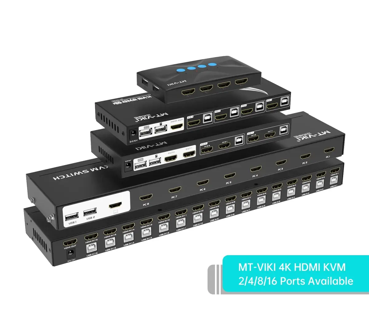 MT-VIKI 16 Port KVM Switch HDMI 4K@30Hz Rack Mount 38.8cm (15.3'') | Manages 16 Computers with 1 Monitor, Keyboard, Mouse - view 2