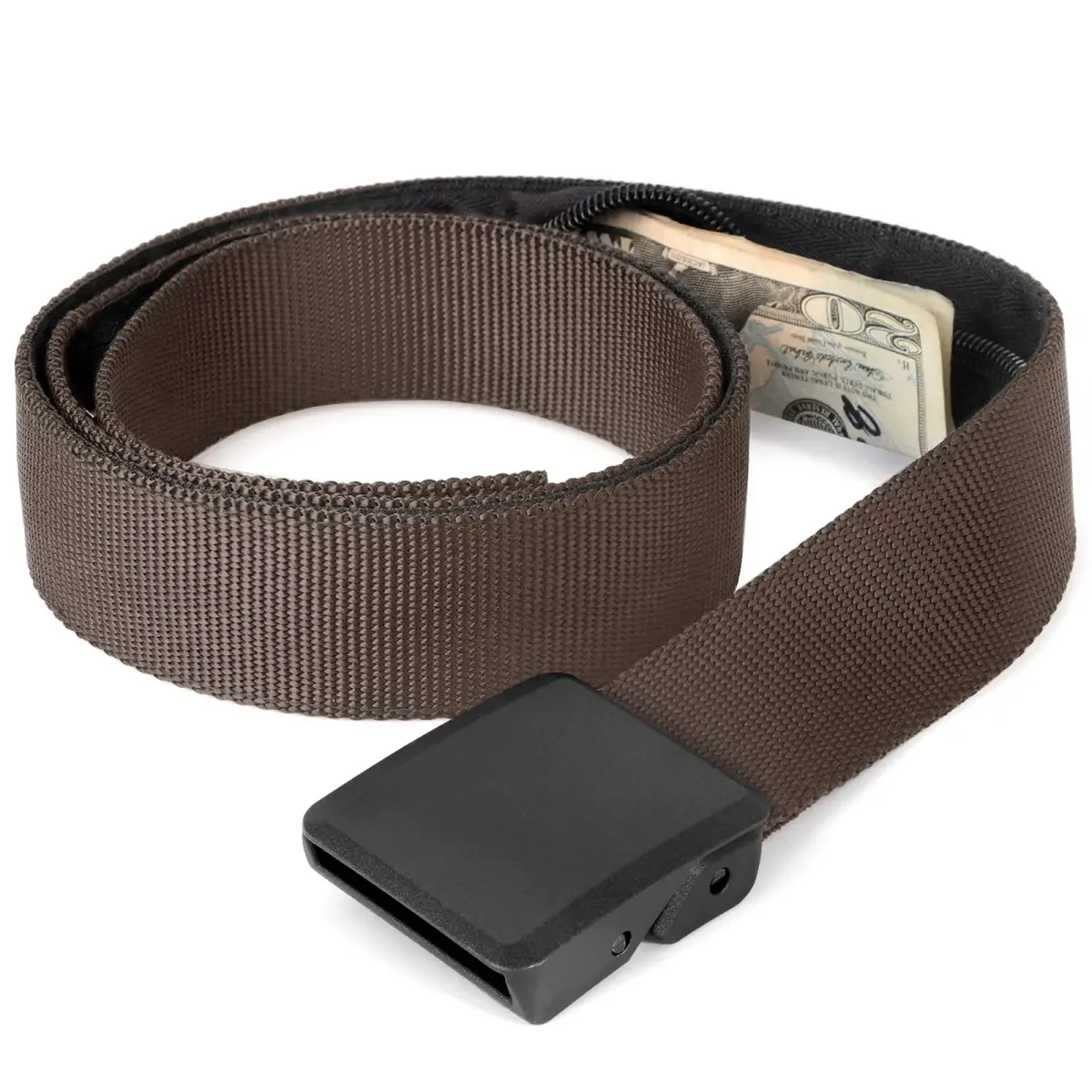 JASGOOD Dark Brown-b Travel Security Money Belt for Pant Sizes 31-37" with Hidden Pocket - main product image