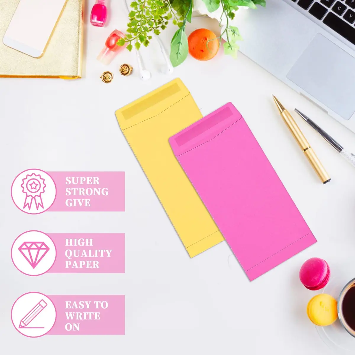 Swesara Small Envelopes 2.25 x 3.5 Inch (100-Pack) | Colorful Mini Envelopes for Seeds, Cash, Coins - view 3