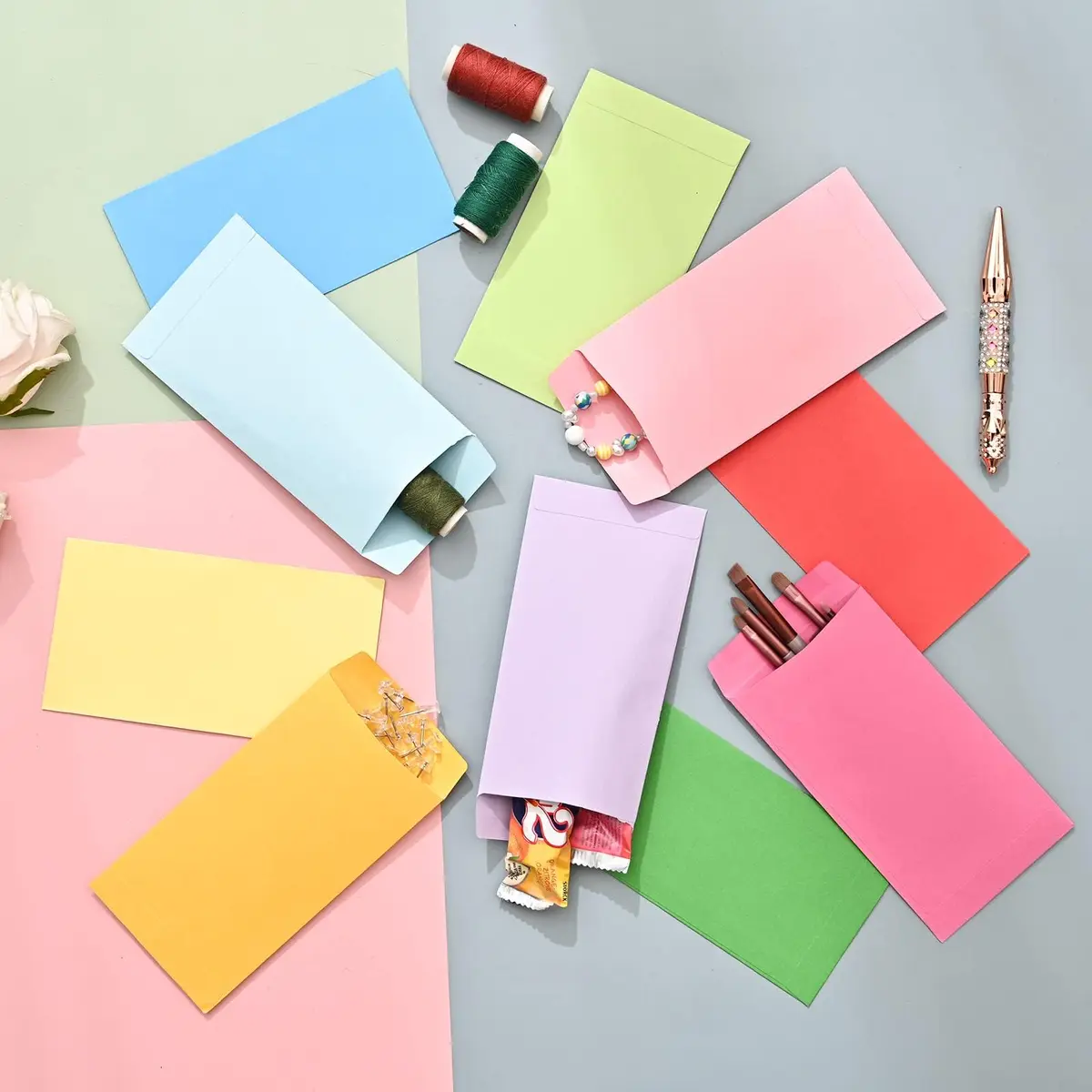 Swesara Small Envelopes 2.25 x 3.5 Inch (100-Pack) | Colorful Mini Envelopes for Seeds, Cash, Coins - view 4