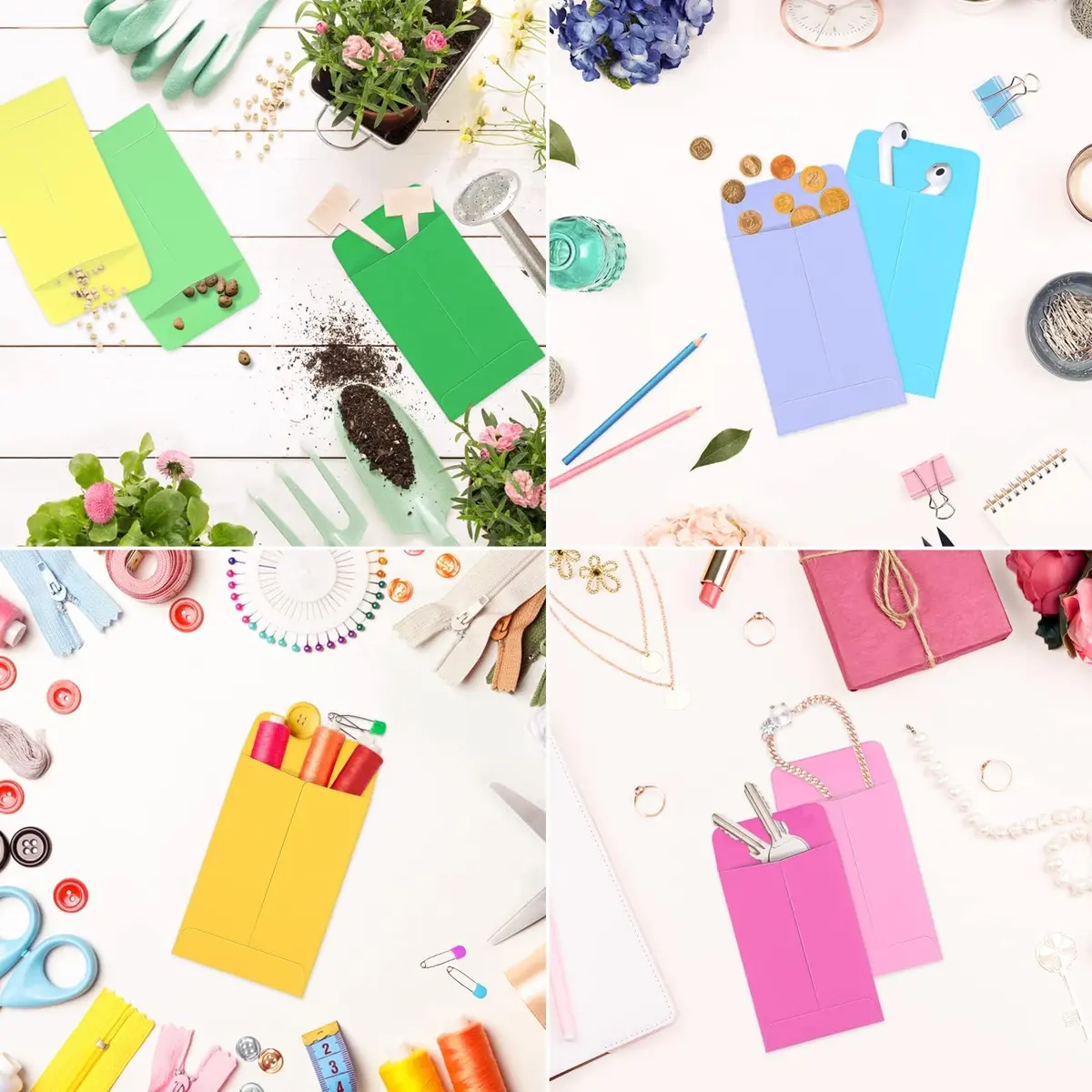 Swesara Small Envelopes 2.25 x 3.5 Inch (100-Pack) | Colorful Mini Envelopes for Seeds, Cash, Coins - view 5