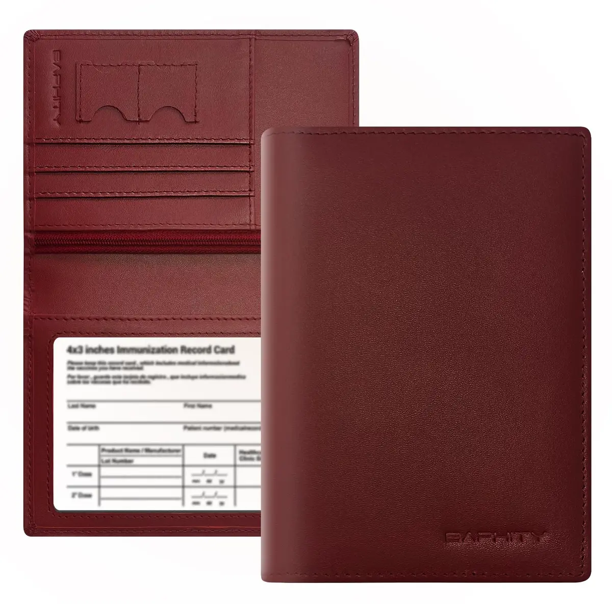 BAPHITY RFID Blocking Passport Holder Slim Travel Wallet for Women, Wine Red | Genuine Leather Multi-Slot Organizer - main product image