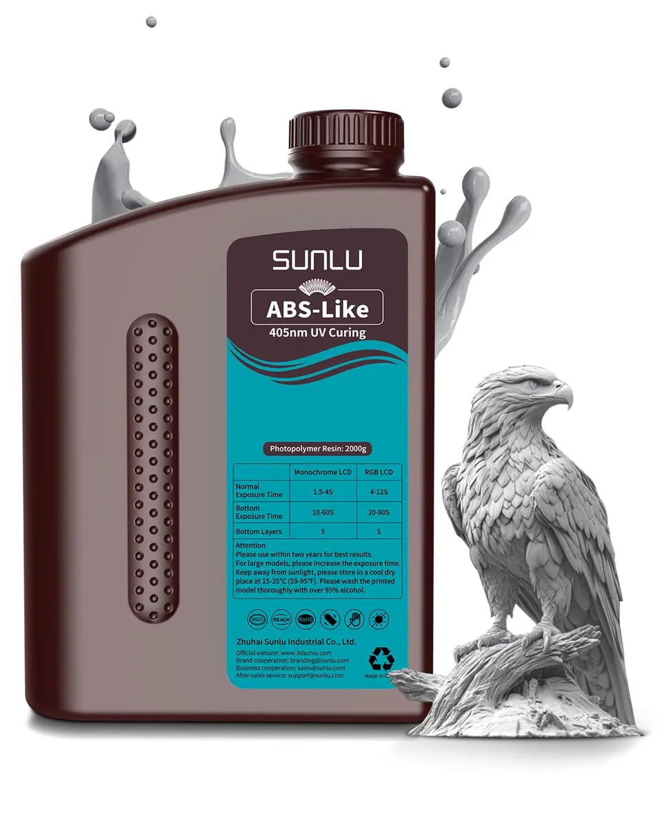 SUNLU ABS-Like 3D Printer Resin 2KG (4.4 lbs) Grey | Rapid UV Curing Photopolymer for LCD/DLP/SLA Printers - main product image