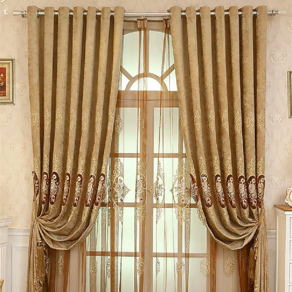 Amidoudou European Jacquard Curtains 51x84 Inch | Noise & Light Filtering for Living Room & Bedroom - view 2