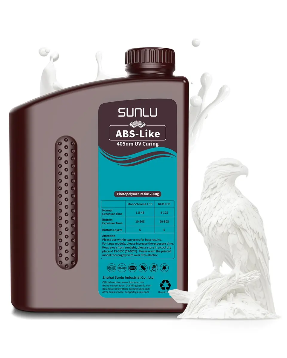 SUNLU ABS-Like 3D Printer Resin 2KG (4.4 lbs) White | Rapid UV Curing Photopolymer for LCD/DLP/SLA Printers - main product image