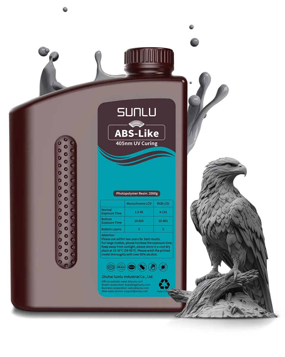 SUNLU ABS-Like 3D Printer Resin 2000g (70.55 oz) Dark Grey | High Precision Photopolymer for LCD/DLP/SLA Printers - main product image