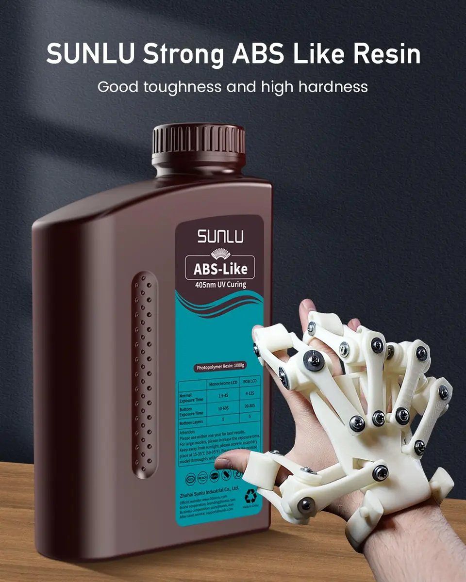 SUNLU ABS-Like 3D Printer Resin 2000g (70.55 oz) Dark Grey | High Precision Photopolymer for LCD/DLP/SLA Printers - view 2