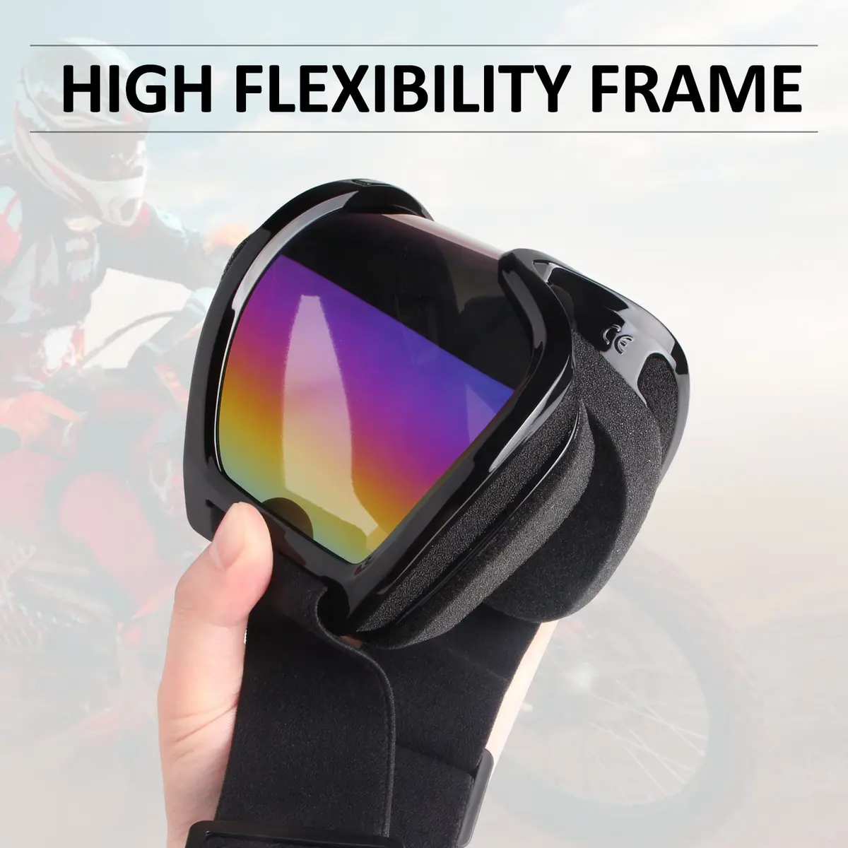 Dmeixs Motorcycle Motocross Goggles Black Frame + Color Lens | UV Protection, Anti-Fog, Impact Resistant - view 4