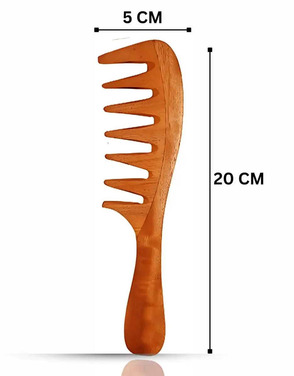 RUFIYS Wooden Curly Hair Wide Tooth Comb | Neem Wood Detangler for Women & Men, Hair Growth, Anti Dandruff (70 words) - view 7