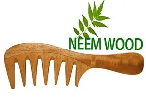 RUFIYS Wooden Curly Hair Wide Tooth Comb | Neem Wood Detangler for Women & Men, Hair Growth, Anti Dandruff (70 words) - view 9