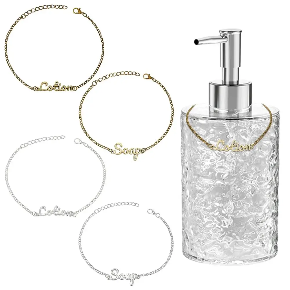 OLYCRAFT 4 Pcs Gold & Silver Soap Chain Labels | Set of 4 for Dispensers - main product image