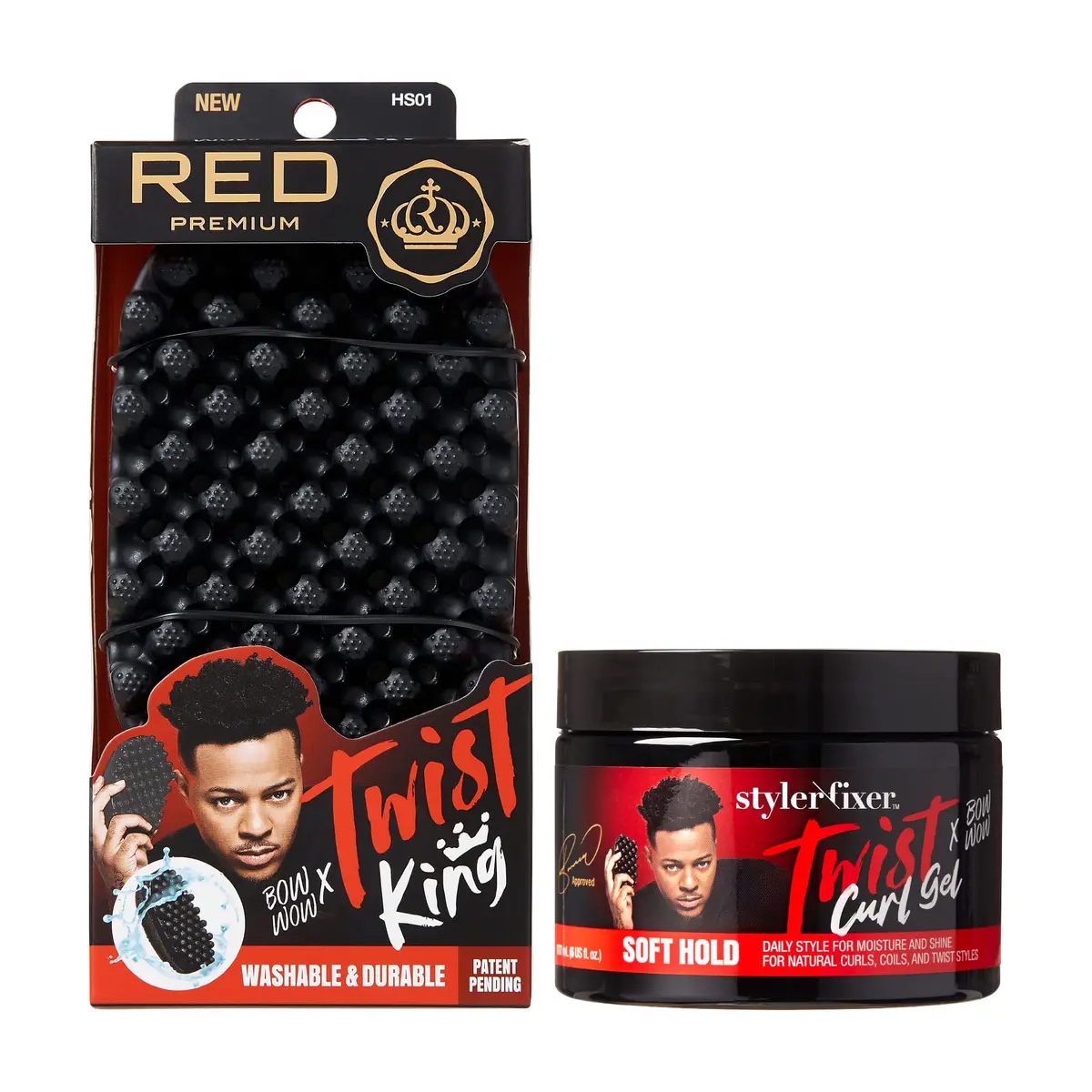 Red by Kiss Hair Brush & Twist Gel Set for Curly Hair | Nourishing & Durable Styling Tools - main product image