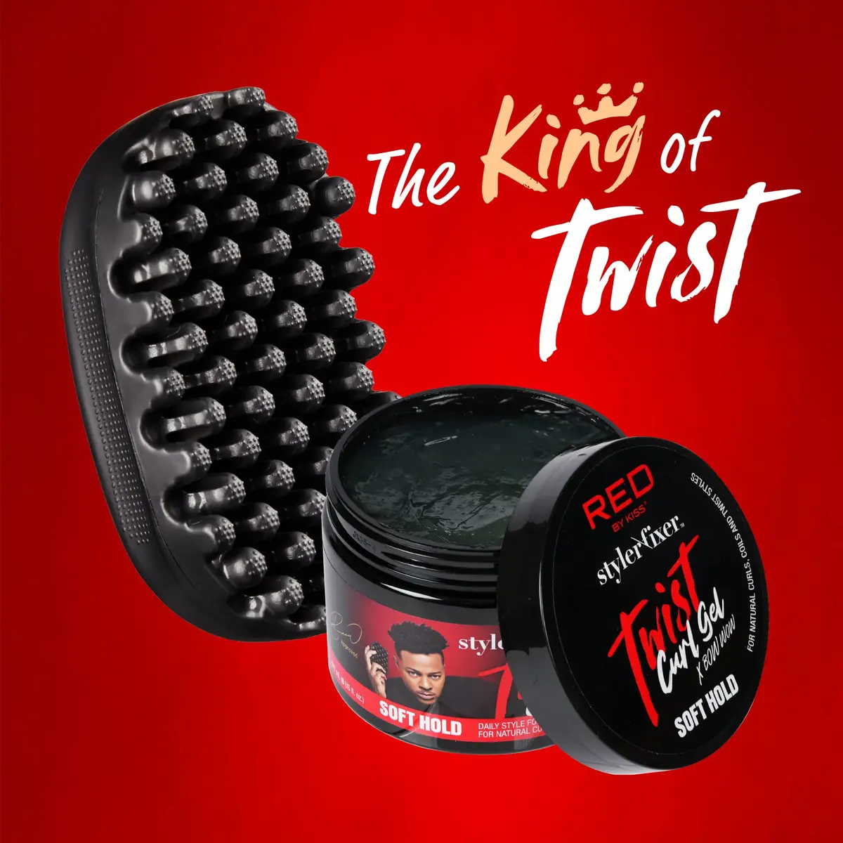 Red by Kiss Hair Brush & Twist Gel Set for Curly Hair | Nourishing & Durable Styling Tools - view 2