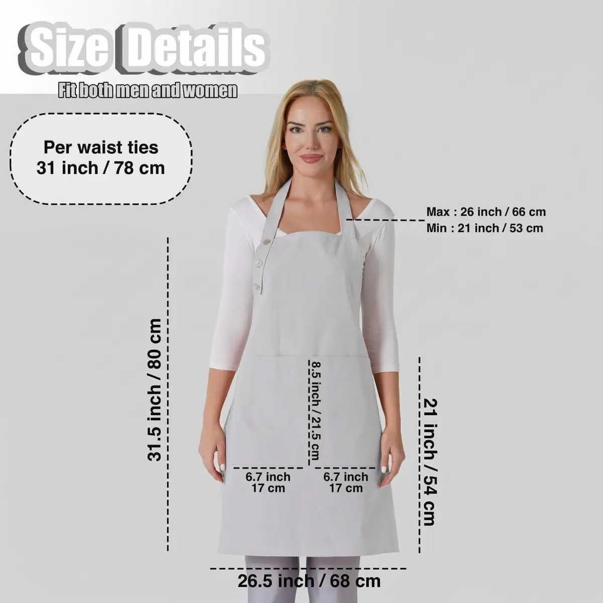 TOSHE Kitchen Apron for Women & Men Waterdrop Resistant, Adjustable Button | Water-Resistant, Adjustable Fit - view 5