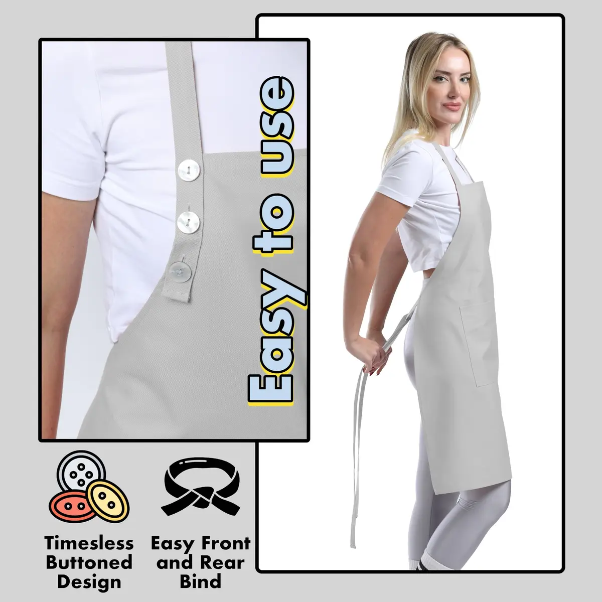 TOSHE Kitchen Apron for Women & Men Waterdrop Resistant, Adjustable Button | Water-Resistant, Adjustable Fit - view 6
