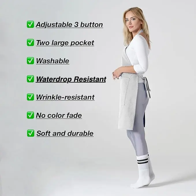 TOSHE Kitchen Apron for Women & Men Waterdrop Resistant, Adjustable Button | Water-Resistant, Adjustable Fit - view 8