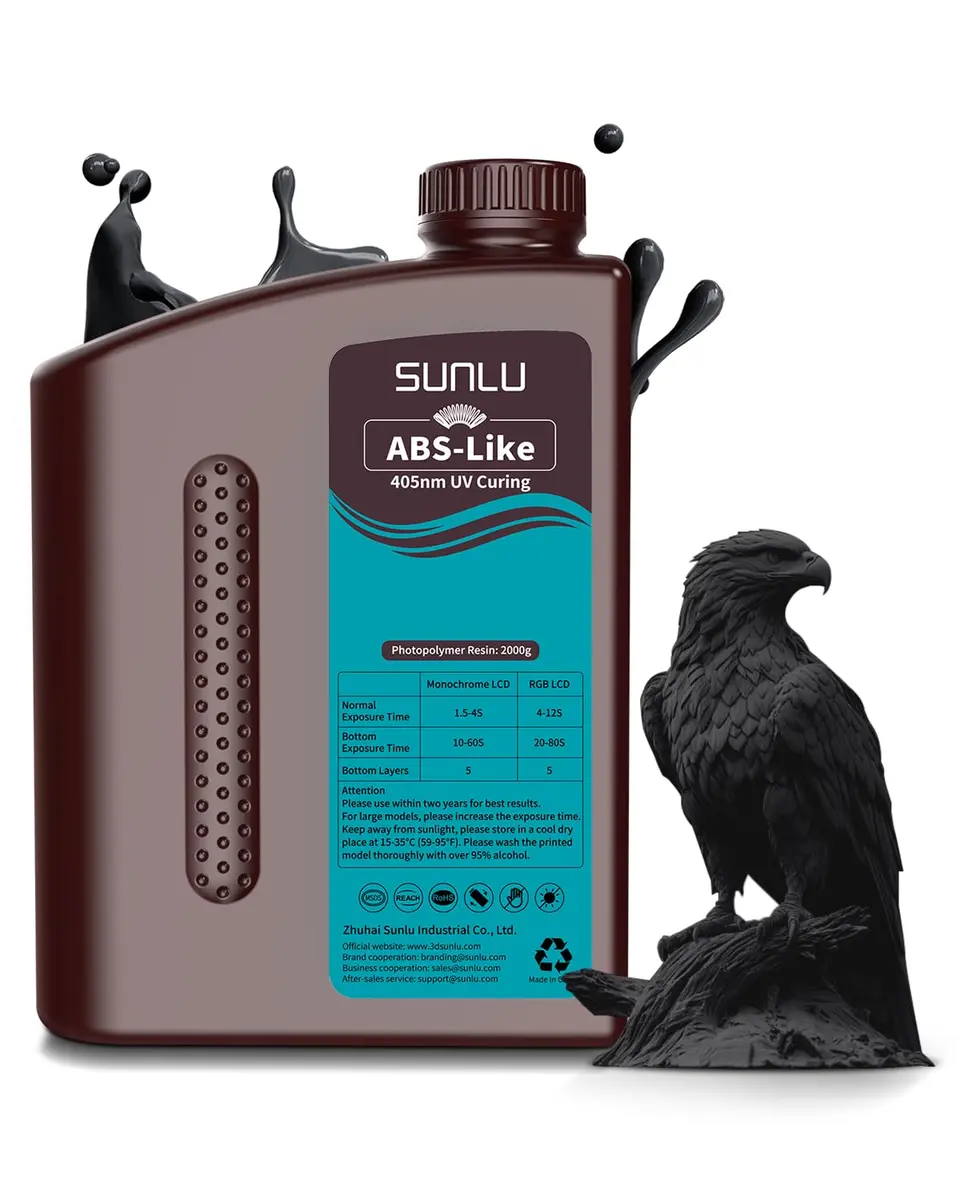 SUNLU ABS-Like 3D Printer Resin 2kg (4.4 lbs) Black | High Precision Photopolymer for LCD/DLP/SLA - main product image