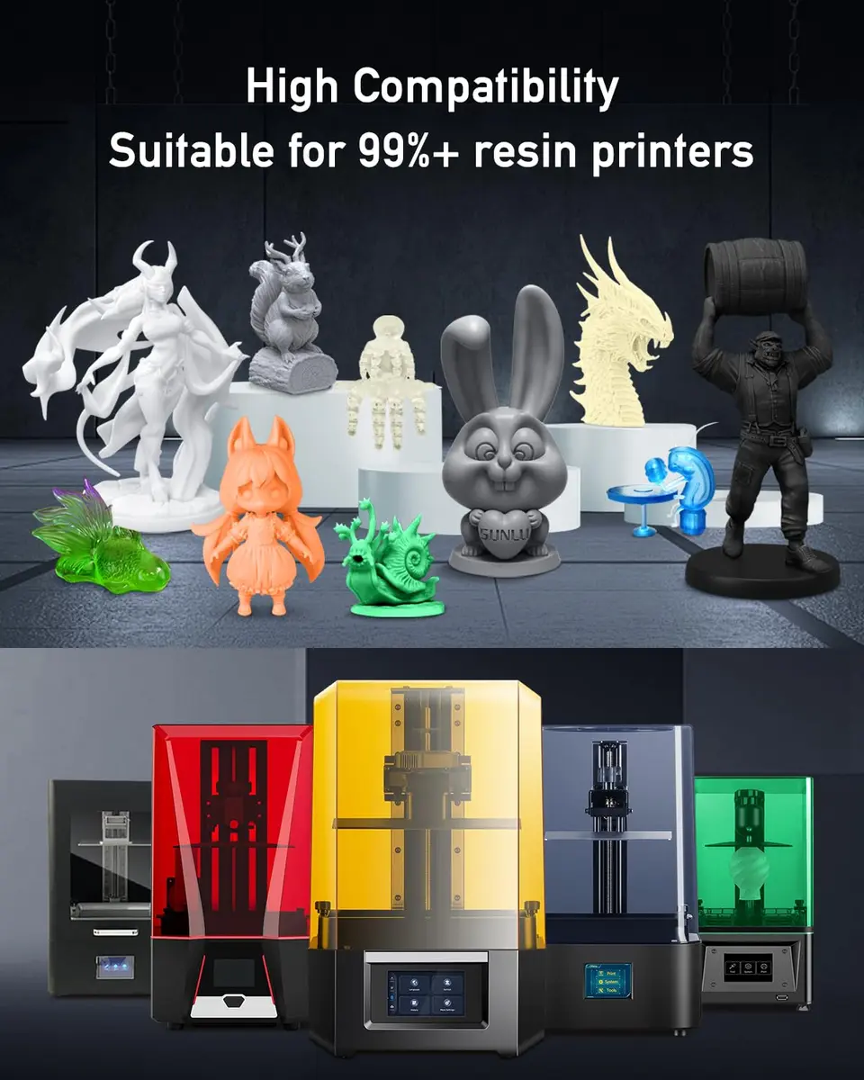 SUNLU ABS-Like 3D Printer Resin 2kg (4.4 lbs) Black | High Precision Photopolymer for LCD/DLP/SLA - view 8