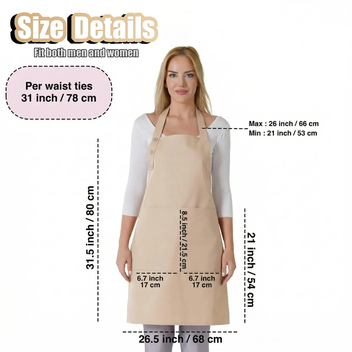 TOSHE Kitchen Apron for Women & Men Waterdrop Resistant, Adjustable Button | Water-Resistant Cotton Blend Apron - view 5