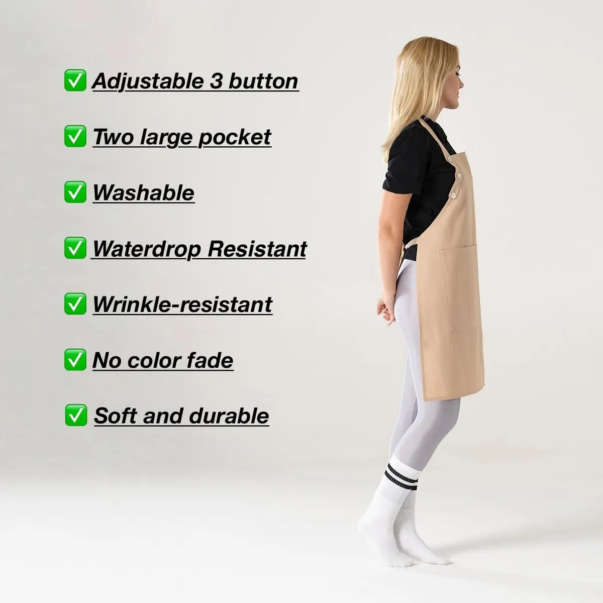 TOSHE Kitchen Apron for Women & Men Waterdrop Resistant, Adjustable Button | Water-Resistant Cotton Blend Apron - view 7