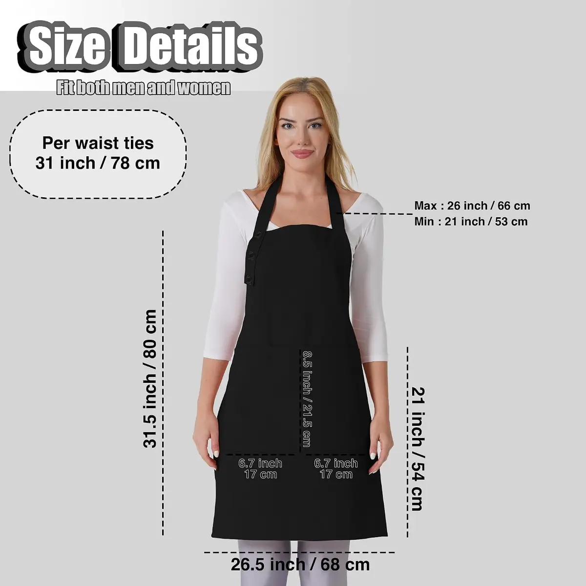 TOSHE Kitchen Apron for Women & Men Waterdrop Resistant, Adjustable Button | Water-Resistant, Adjustable Fit - view 5