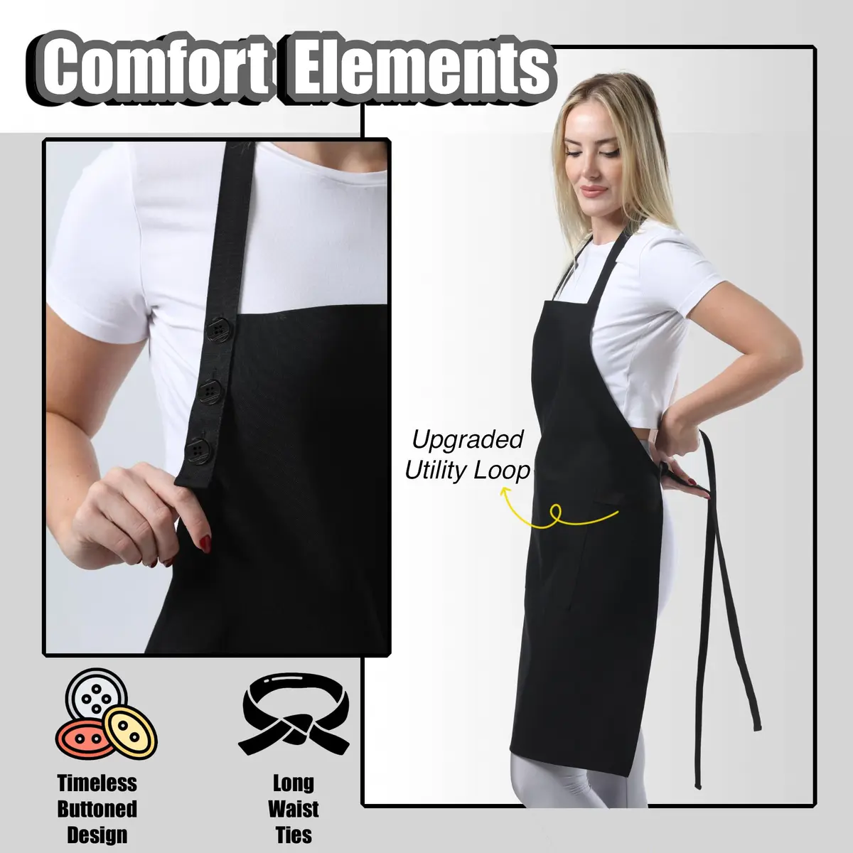 TOSHE Kitchen Apron for Women & Men Waterdrop Resistant, Adjustable Button | Water-Resistant, Adjustable Fit - view 6