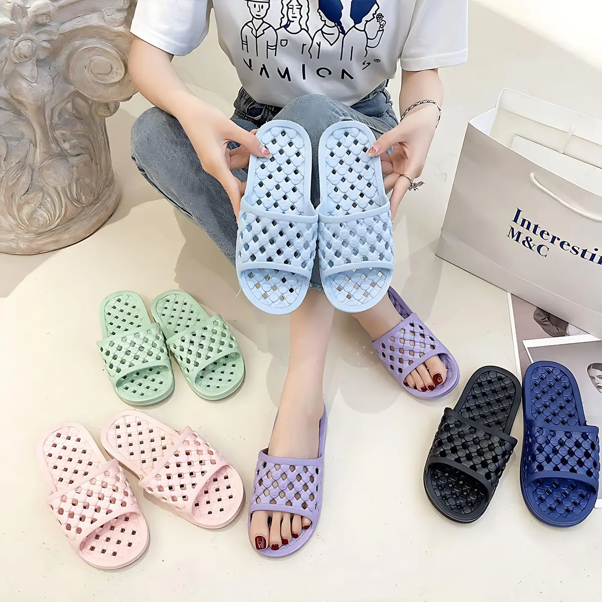 AYYDMY Quick Drying Shower Shoes for Men and Women | Black, US Men 8-10 / Women 9.5-10 - view 8