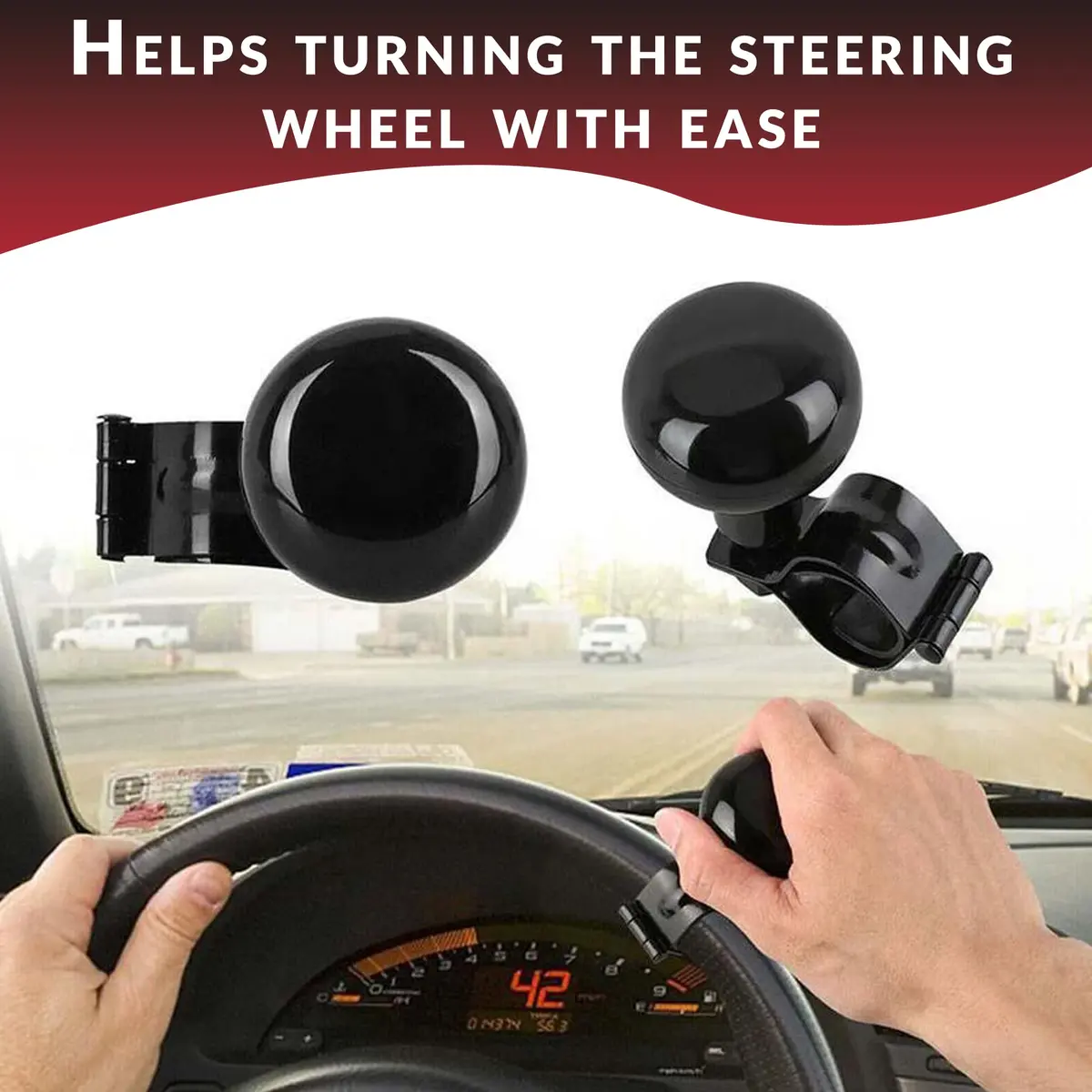 Zento Deals Classic Black Universal Fit Vehicle Steering Wheel Suicide Spinner 15 inches | Premium Quality Power Handles - view 2