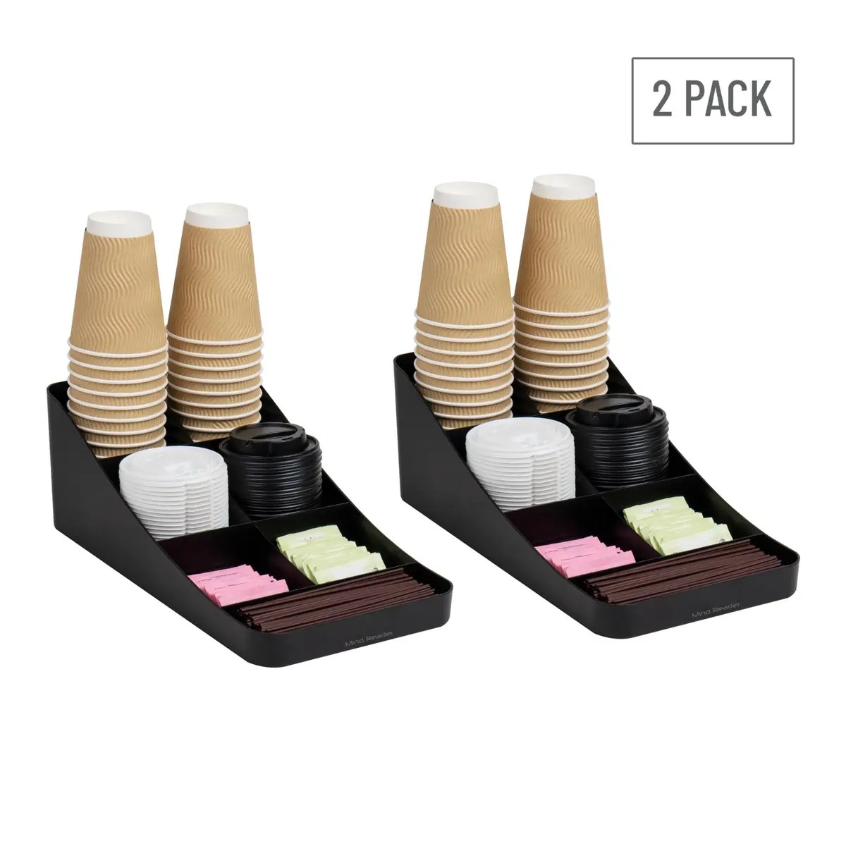 Mind Reader 7-Compartment Coffee Condiment Organizer, Set of 2, Black | Countertop Station for Coffee Bar, Breakroom, Kitchen - view 7