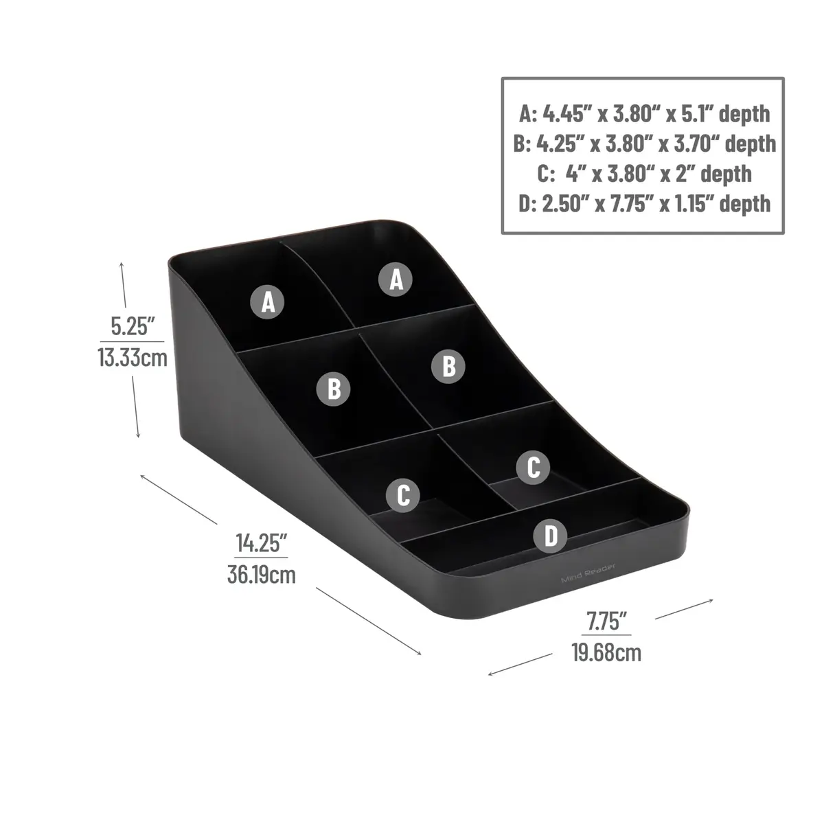 Mind Reader 7-Compartment Coffee Condiment Organizer, Set of 2, Black | Countertop Station for Coffee Bar, Breakroom, Kitchen - view 3