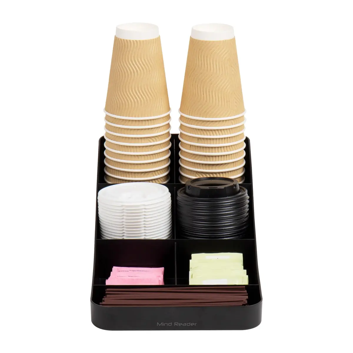 Mind Reader 7-Compartment Coffee Condiment Organizer, Set of 2, Black | Countertop Station for Coffee Bar, Breakroom, Kitchen - view 4