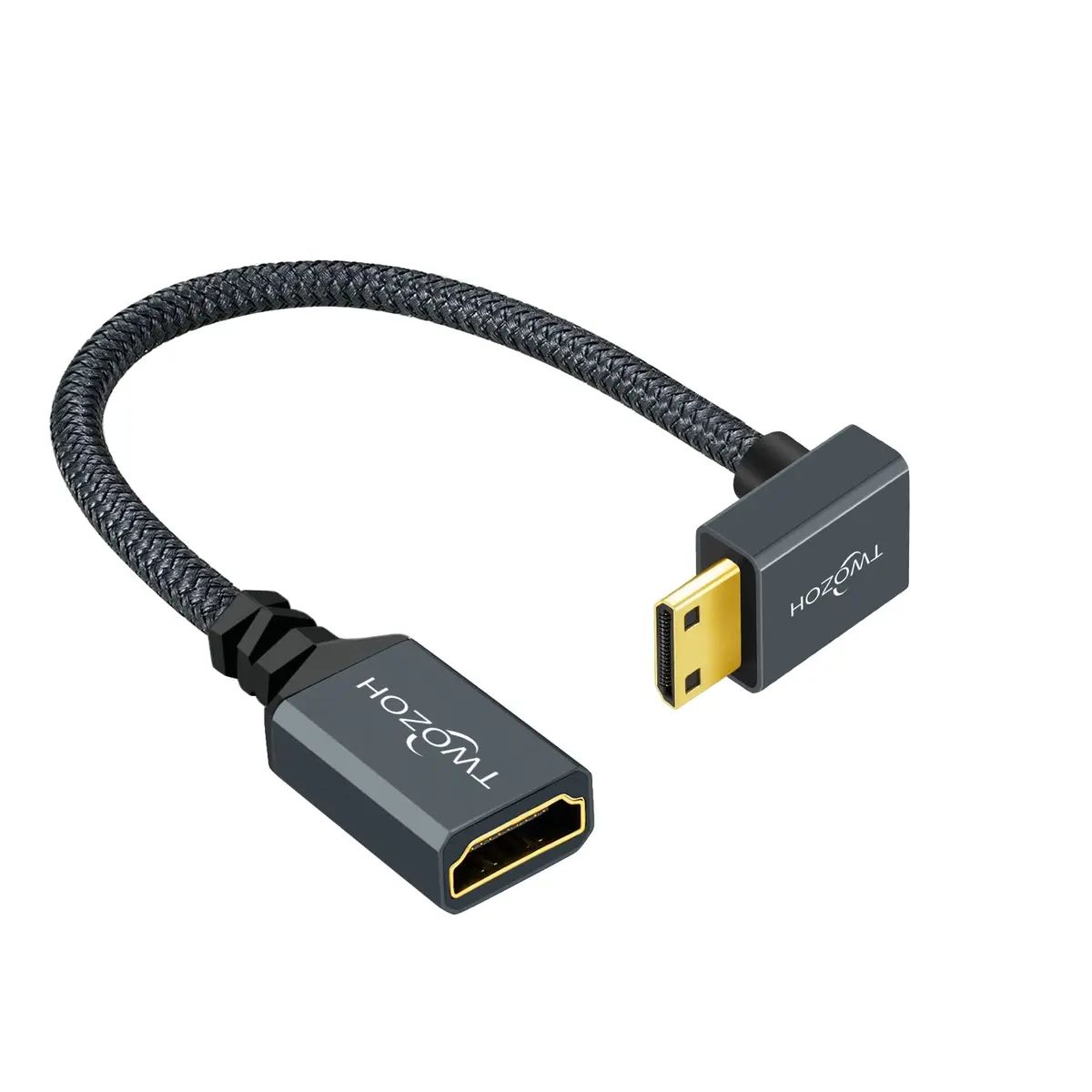 Twozoh Mini HDMI to HDMI Female Adapter Cable 0.18m (0.6FT) | Supports 4K 60Hz HDR - main product image