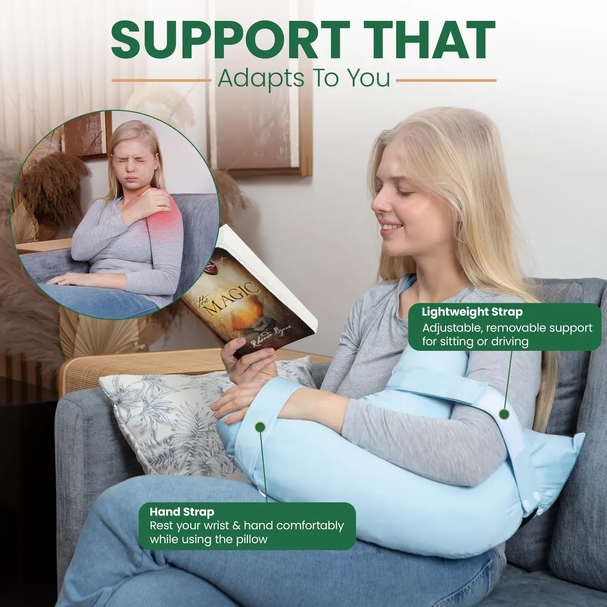 Allersoft Allercool SPJ Pillow for Post Shoulder Surgery Recovery | 33cm (13" L x 4" H x 14" W) - view 4