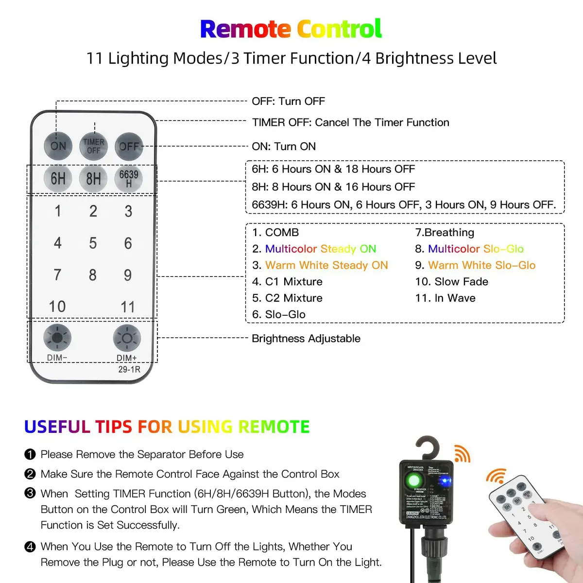 Tcamp 164ft 500 LED Color Changing Christmas Lights | Warm White & Multicolor, 500 LEDs - view 5