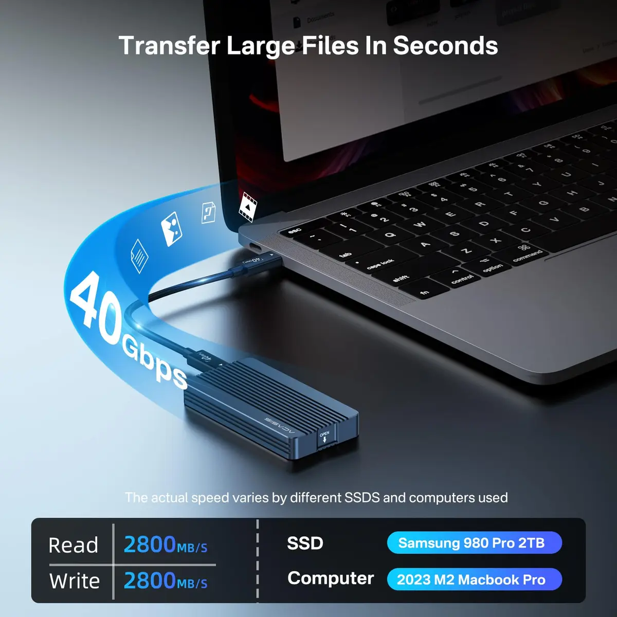 FREEGENE ACASIS 40Gbps M.2 NVMe SSD Enclosure, TBU 405 for M1 M2 Pro/Max | USB4/3.2/3.1/3.0/2.0 Support - view 2