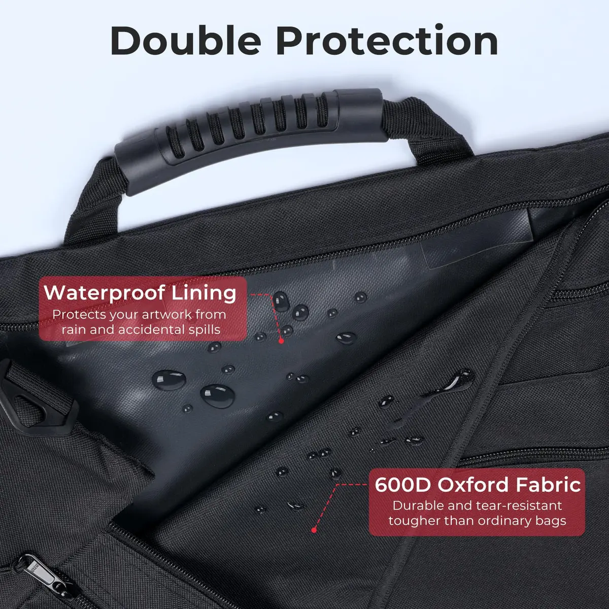 Nicpro Light Weight Art Portfolio Bag, 32x42 Extra Large Art Portfolio Case | Water-Resistant, Collapsible, Durable Nylon - view 5