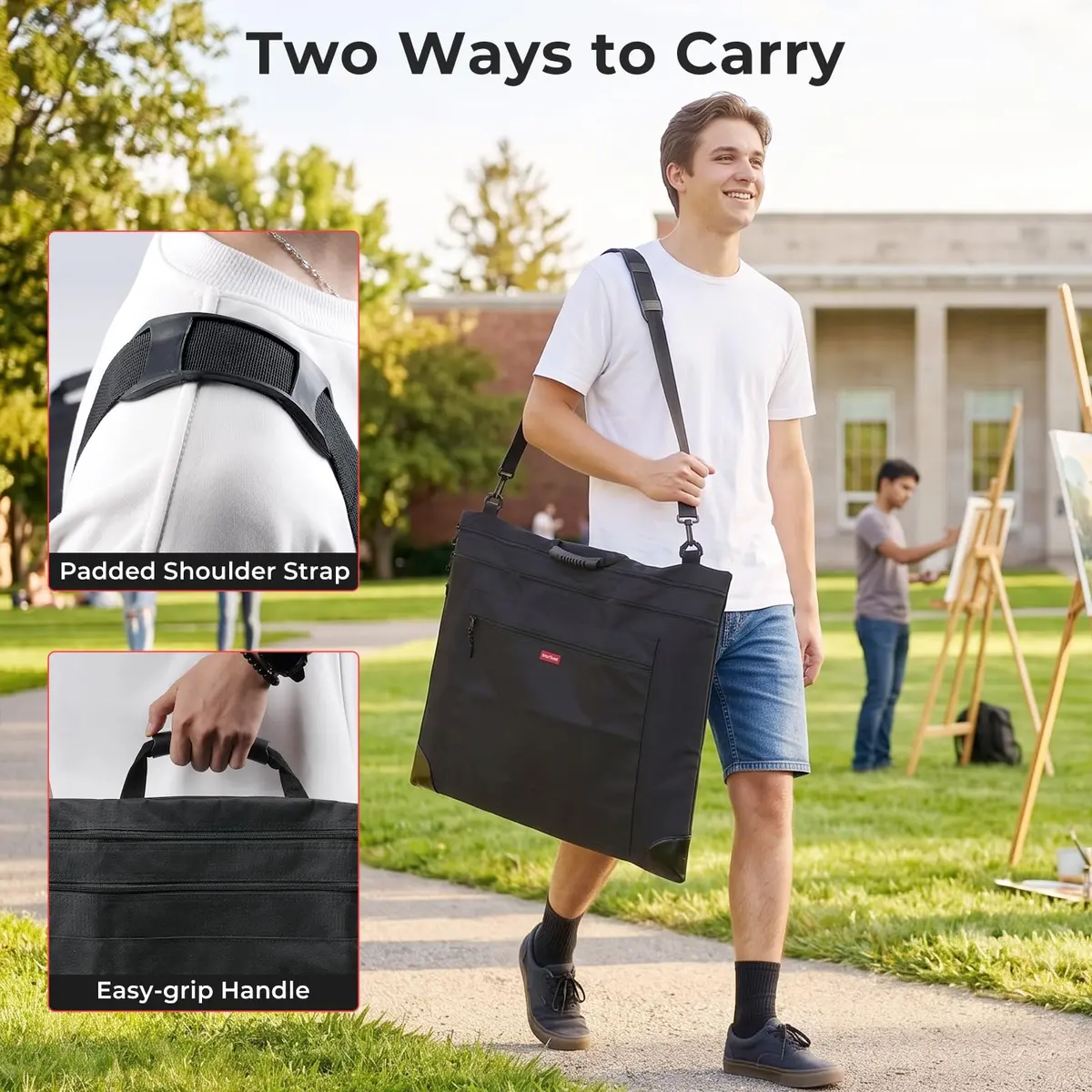 Nicpro Light Weight Art Portfolio Bag, 32x42 Extra Large Art Portfolio Case | Water-Resistant, Collapsible, Durable Nylon - view 7