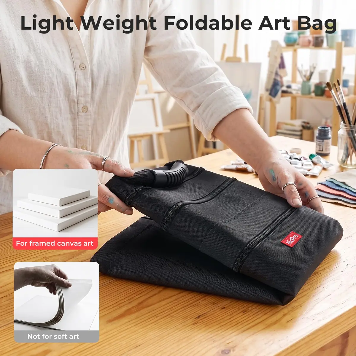 Nicpro Light Weight Art Portfolio Bag, 32x42 Extra Large Art Portfolio Case | Water-Resistant, Collapsible, Durable Nylon - view 8