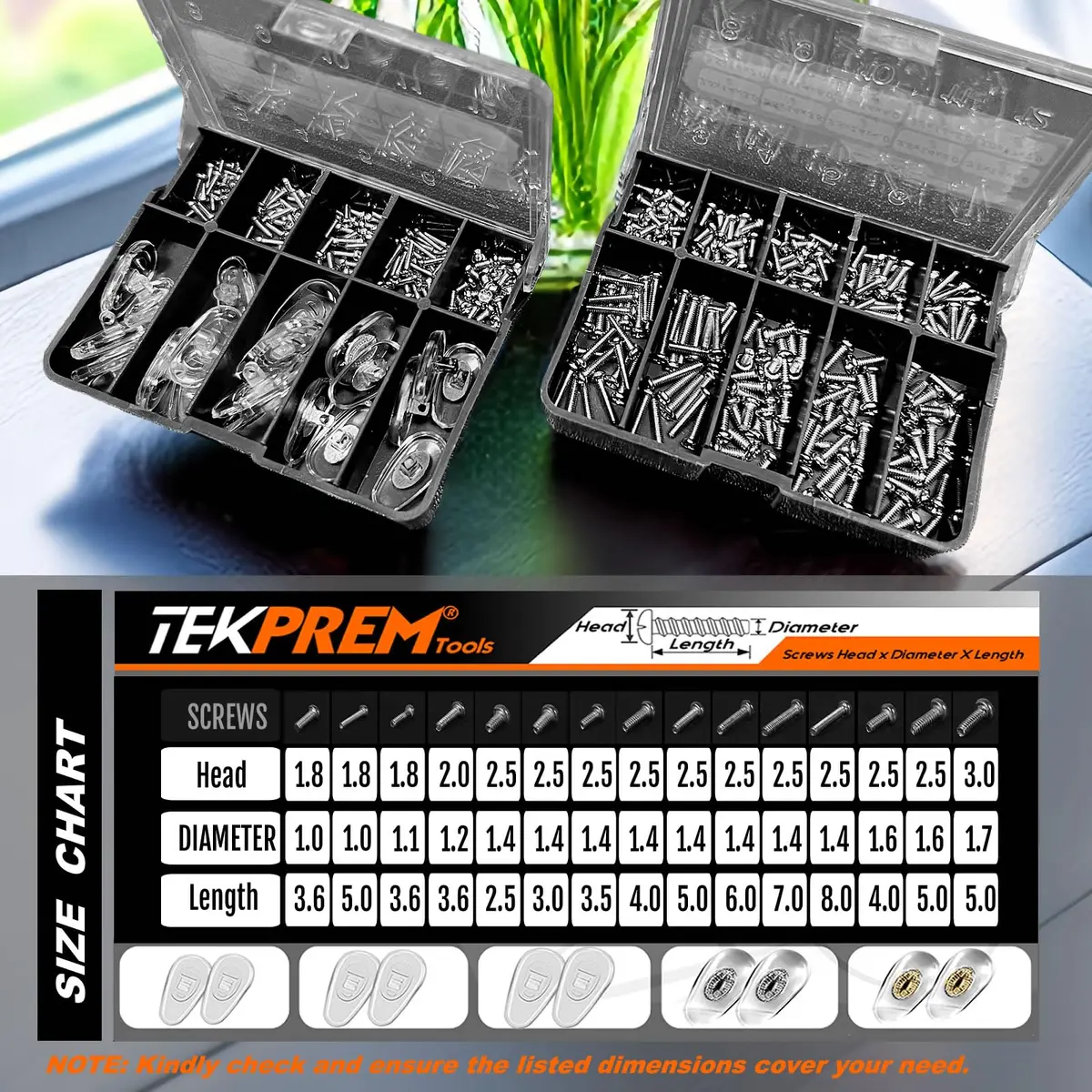 TEKPREM Magnetic Eyeglass Repair Tool Kit with 15 Screws & 10 Nose Pads | Comprehensive Fix for Glasses & Sunglasses - view 3