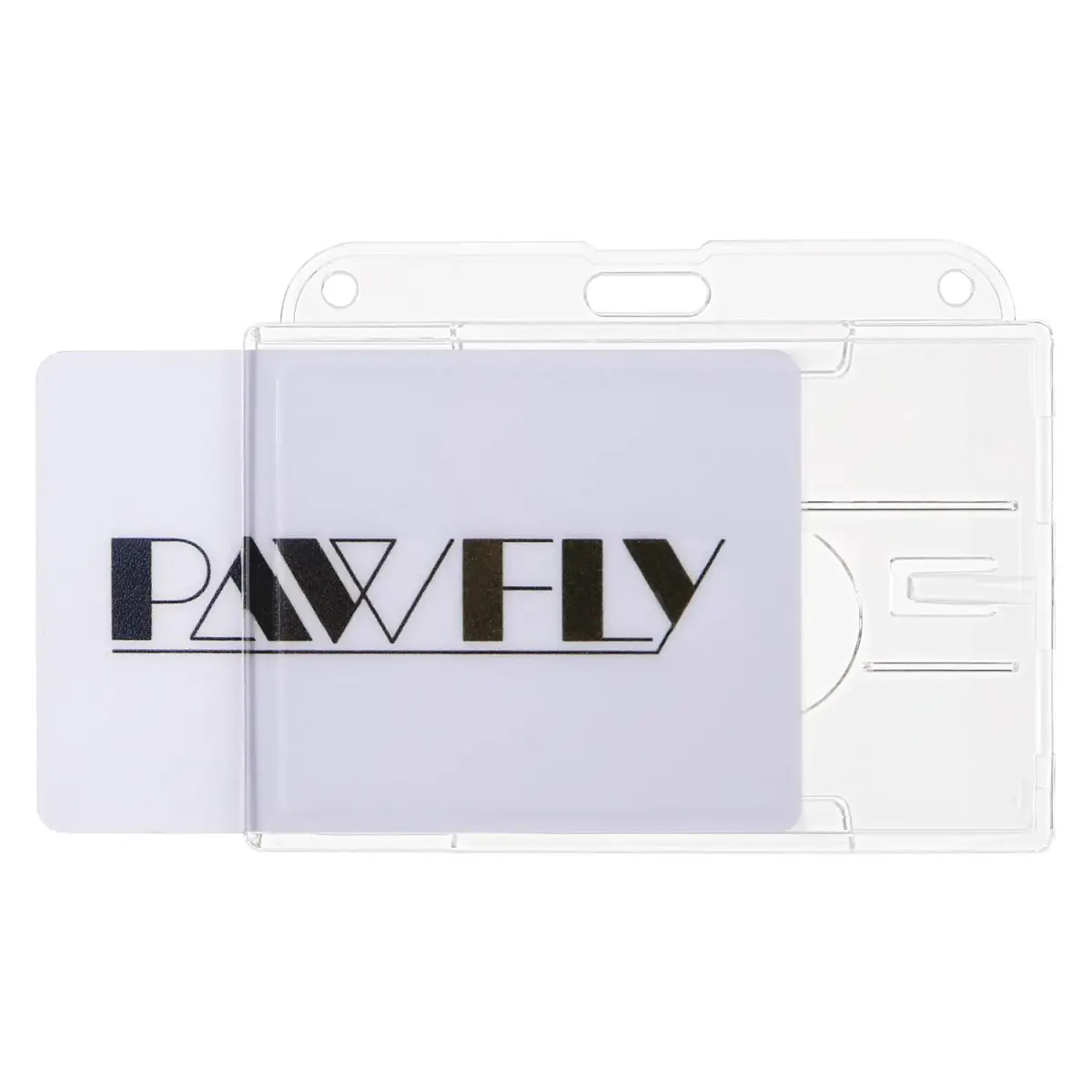 Pawfly Horizontal 2-Card Badge Holder 2 Pack | Clear Polycarbonate, Thumb Slot Access - main product image